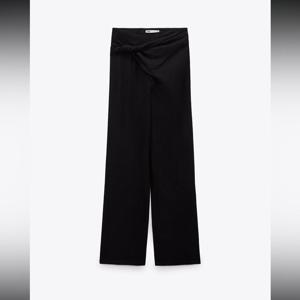 Zara- Knotted Linen Blend Pareo Pants. NWT